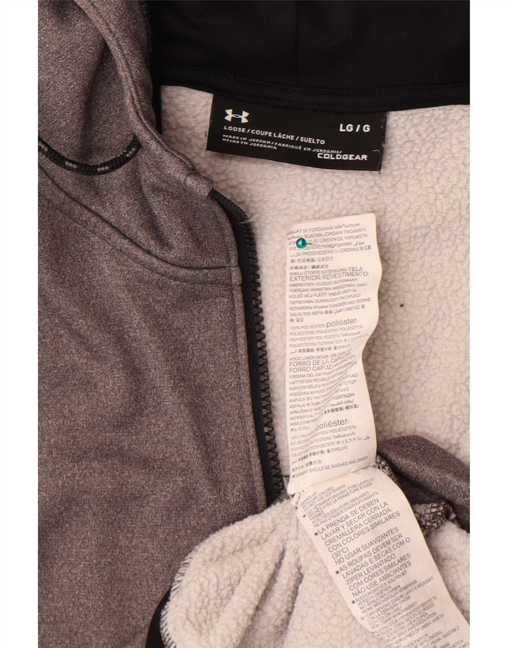 Felpa con cappuccio e zip Under Armour da uomo Cold Gear, grande in poliestere grigio
