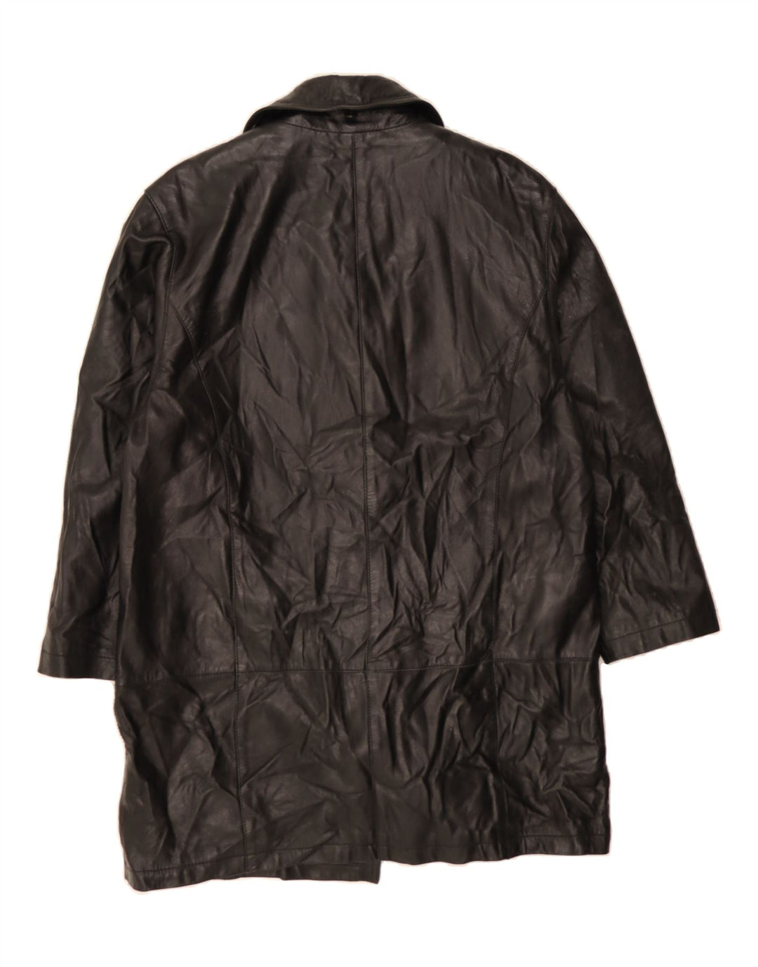 VINTAGE Womens Leather Coat UK 16 Large Black Leather Vintage Vintage and Second-Hand Vintage from Messina Hembry 