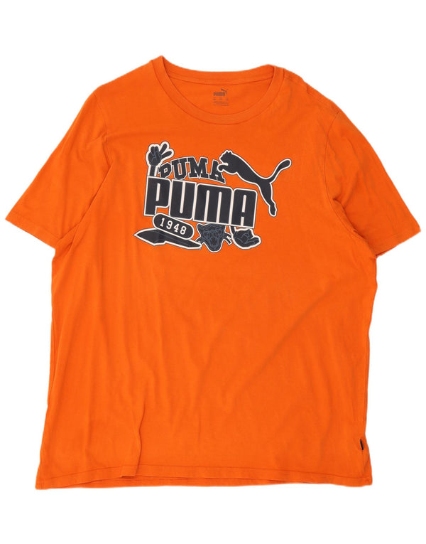 T-shirt grafica da uomo Puma Top 2XL in cotone arancione
