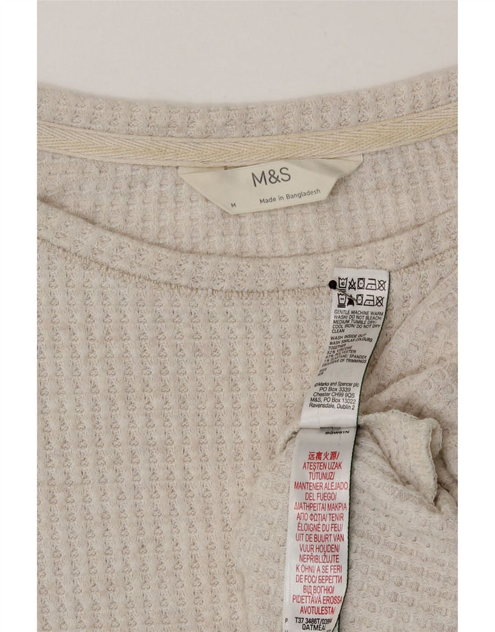 Marks & Spencer Top da donna a maniche lunghe UK 12 Viscosa beige medio