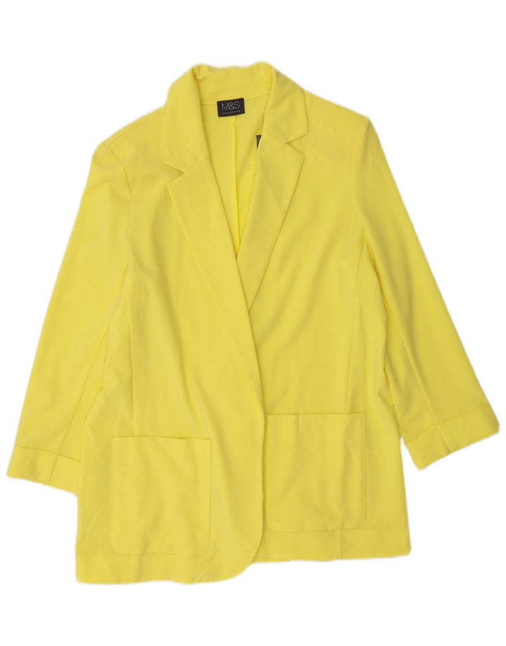 Giacca blazer aperta con maniche a 3/4 Marks & Spencer da donna UK 12 giallo medio