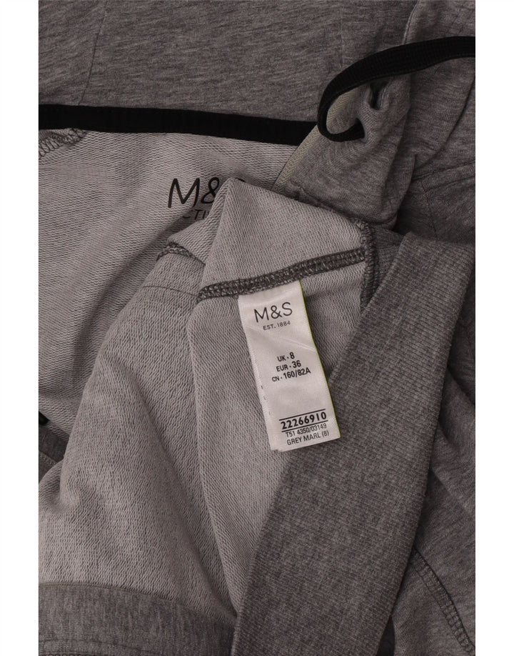 Maglione con cappuccio e zip da donna Marks & Spencer UK 8 piccolo grigio chiazzato