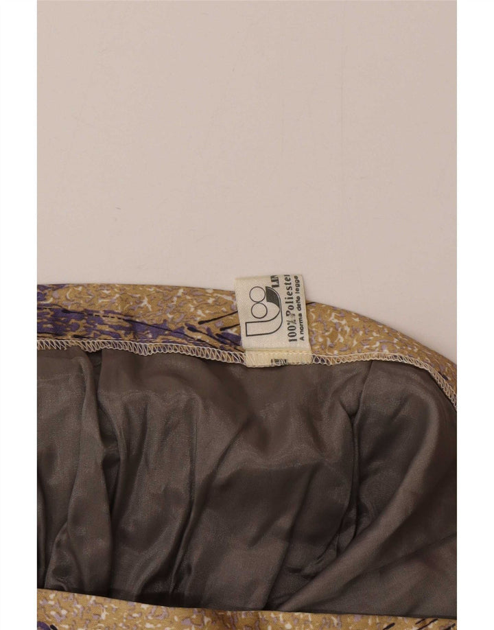 Gonna a trapezio con motivo astratto da donna vintage W34 grande poliestere beige