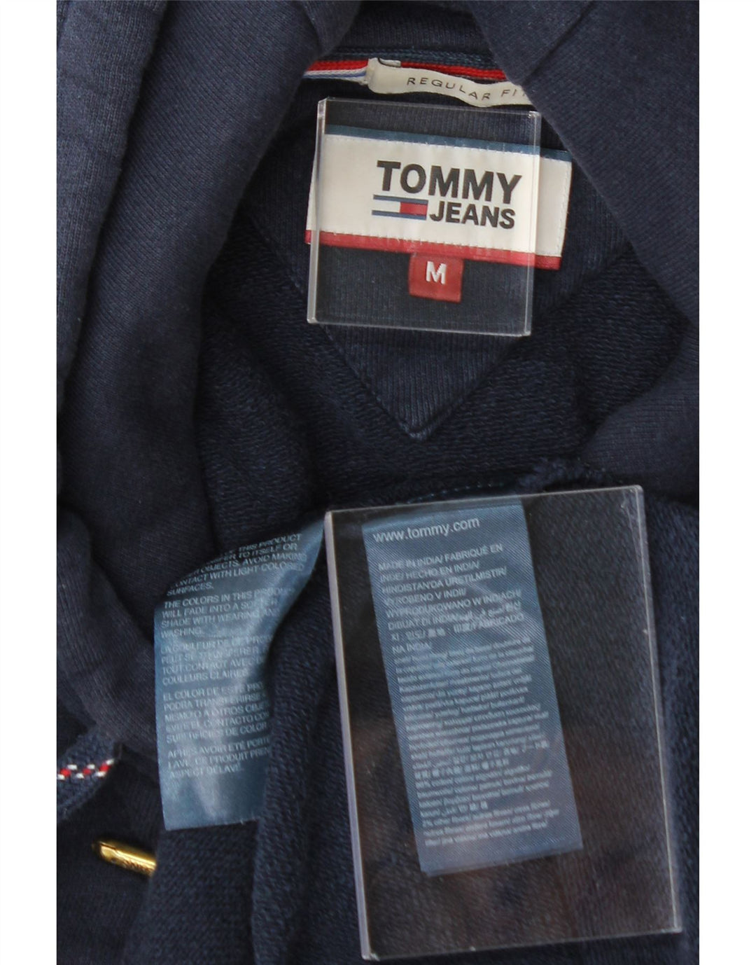 TOMMY HILFIGER Mens Regular Fit Graphic Hoodie Jumper Medium Navy Blue Vintage Tommy Hilfiger and Second-Hand Tommy Hilfiger from Messina Hembry 