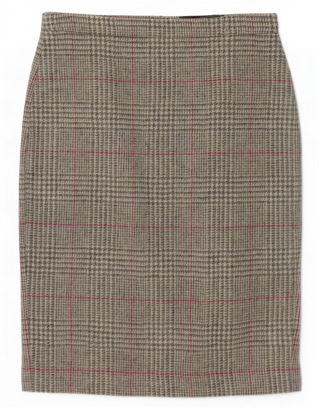 Gonna a tubino da donna pura UK 12 media W30 lana scozzese grigia