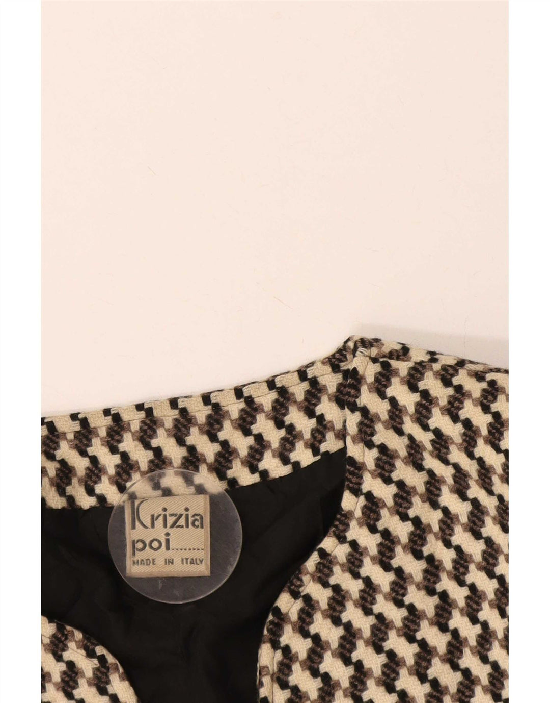 Giacca blazer corta da donna Poi By Krizia IT 40 piccolo pied de poule beige