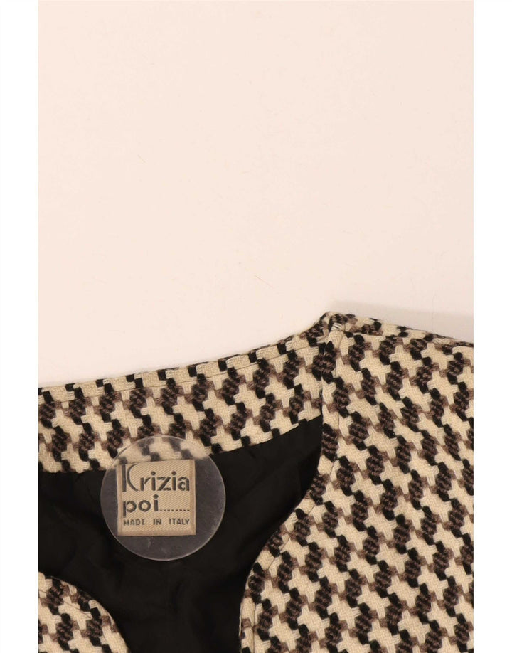 Giacca blazer corta da donna Poi By Krizia IT 40 piccolo pied de poule beige