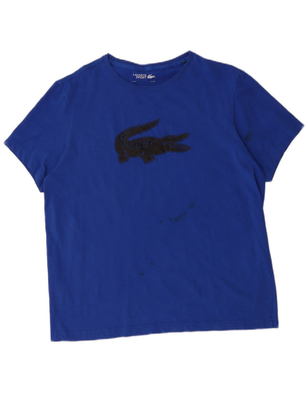 T-shirt grafica da uomo Lacoste taglia 7 XL in cotone blu