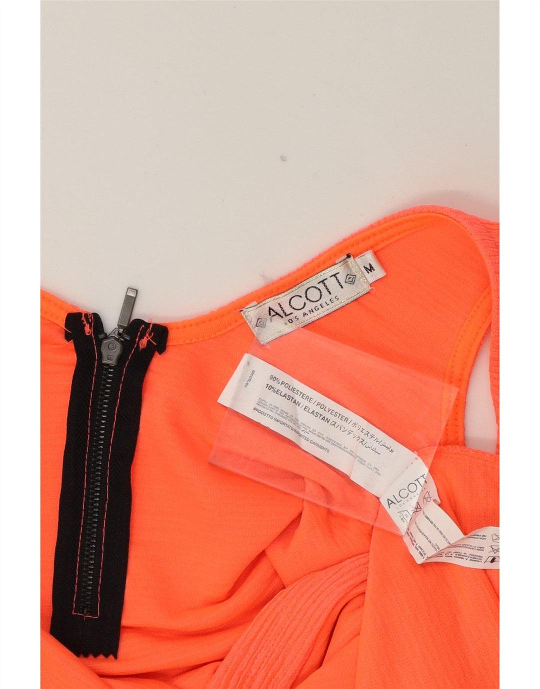 ALCOTT Womens Sleeveless Bodycon Dress UK 12 Medium Orange Polyester Vintage Alcott and Second-Hand Alcott from Messina Hembry 