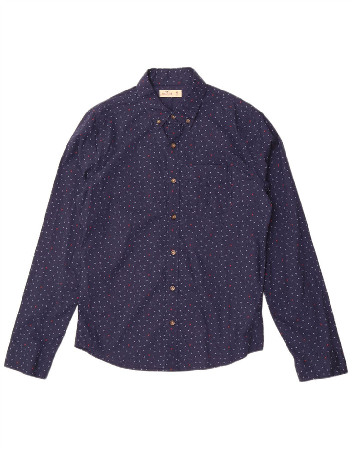 Camicia Hollister da uomo in cotone maculato medio blu navy