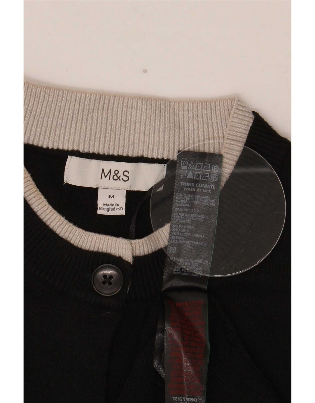 Maglione cardigan da donna Marks & Spencer UK 14 poliestere nero medio