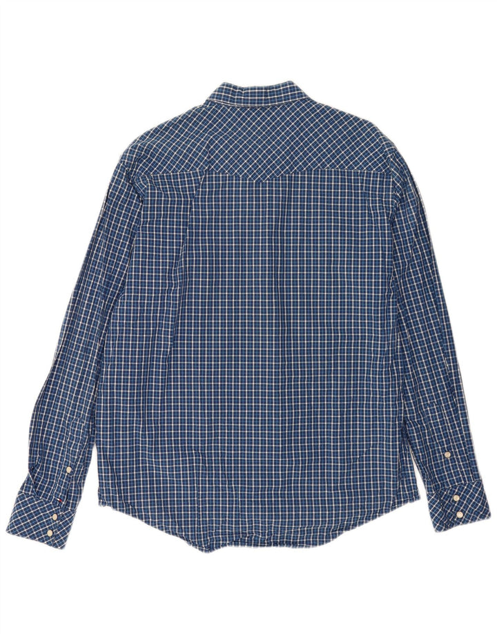 Camicia da uomo Tommy Hilfiger a quadri grandi in cotone blu