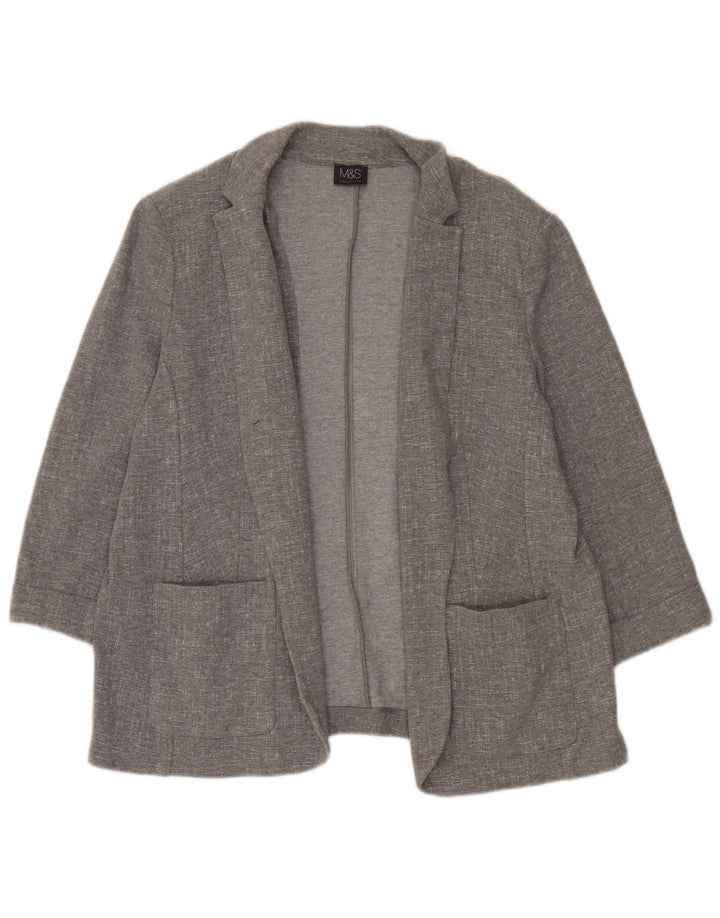 Giacca blazer aperta con maniche a 3/4 Marks & Spencer da donna UK 20 2XL cotone grigio