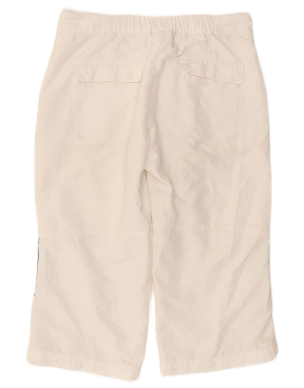 Pantaloni Capri dritti da donna Adidas UK 10 Small W27 L17 Poliestere bianco