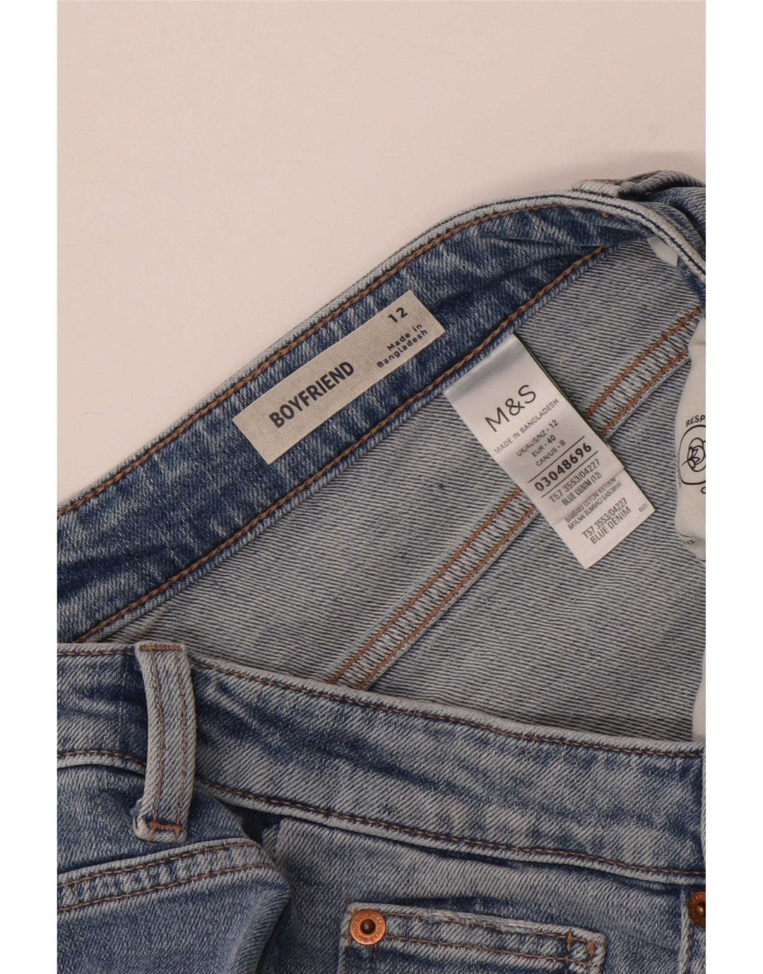 Pantaloncini di jeans Boyfriend da donna Marks & Spencer UK 12 medi W30 blu