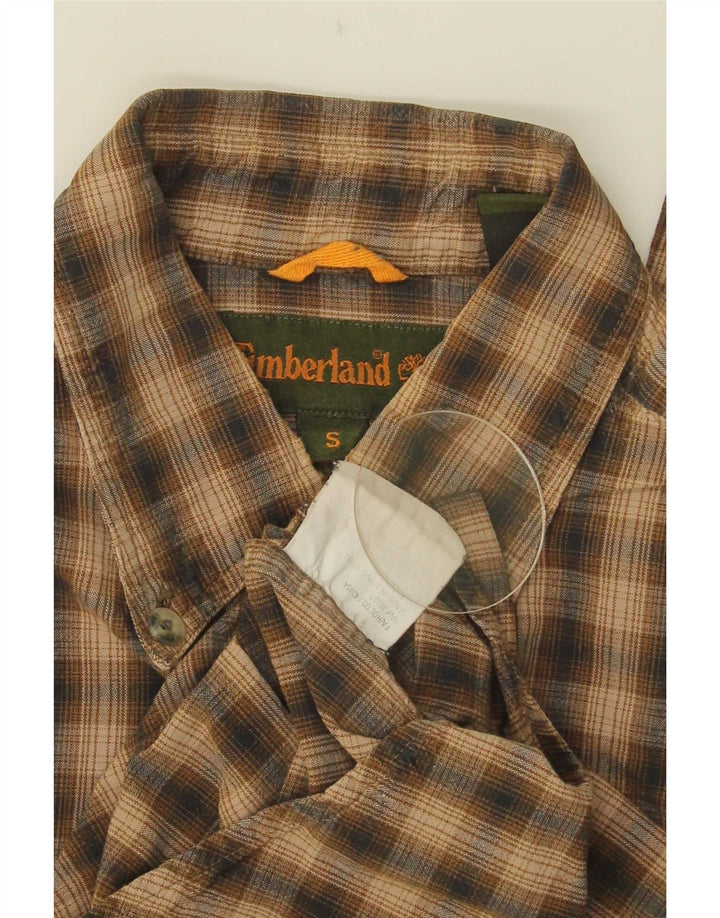 Camicia in flanella da uomo Timberland piccola in cotone a quadri marroni