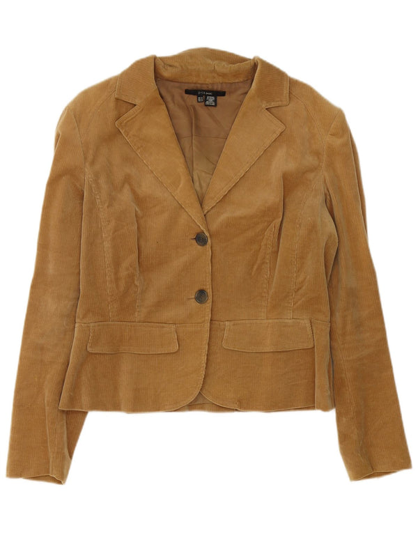 Giacca blazer a 2 bottoni in velluto a coste da donna Zara UK 18 XL cotone marrone