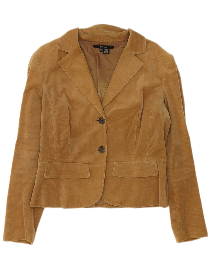 Giacca blazer a 2 bottoni in velluto a coste da donna Zara UK 18 XL cotone marrone