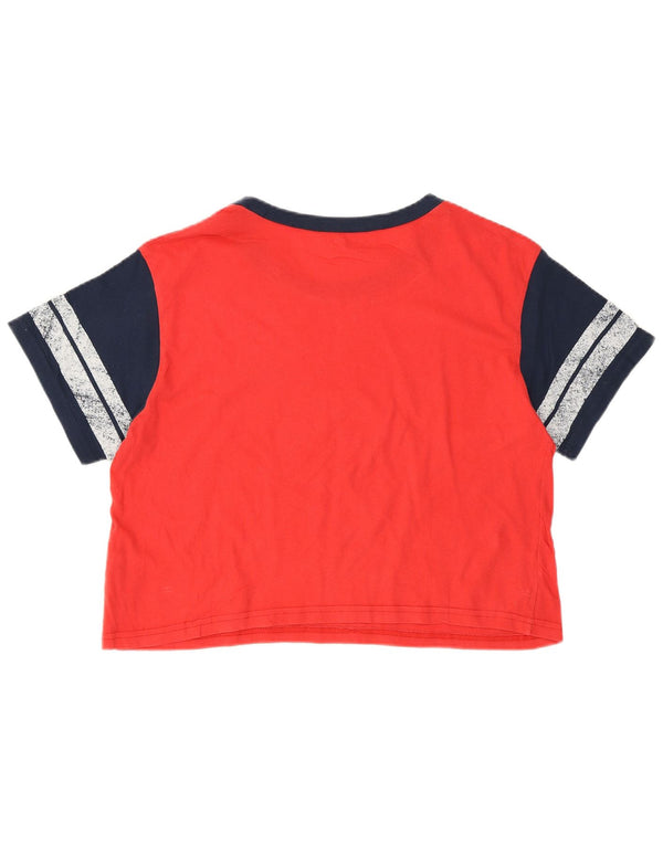 Maglietta corta da donna con grafica Vans UK 10 piccola in cotone a righe rosse