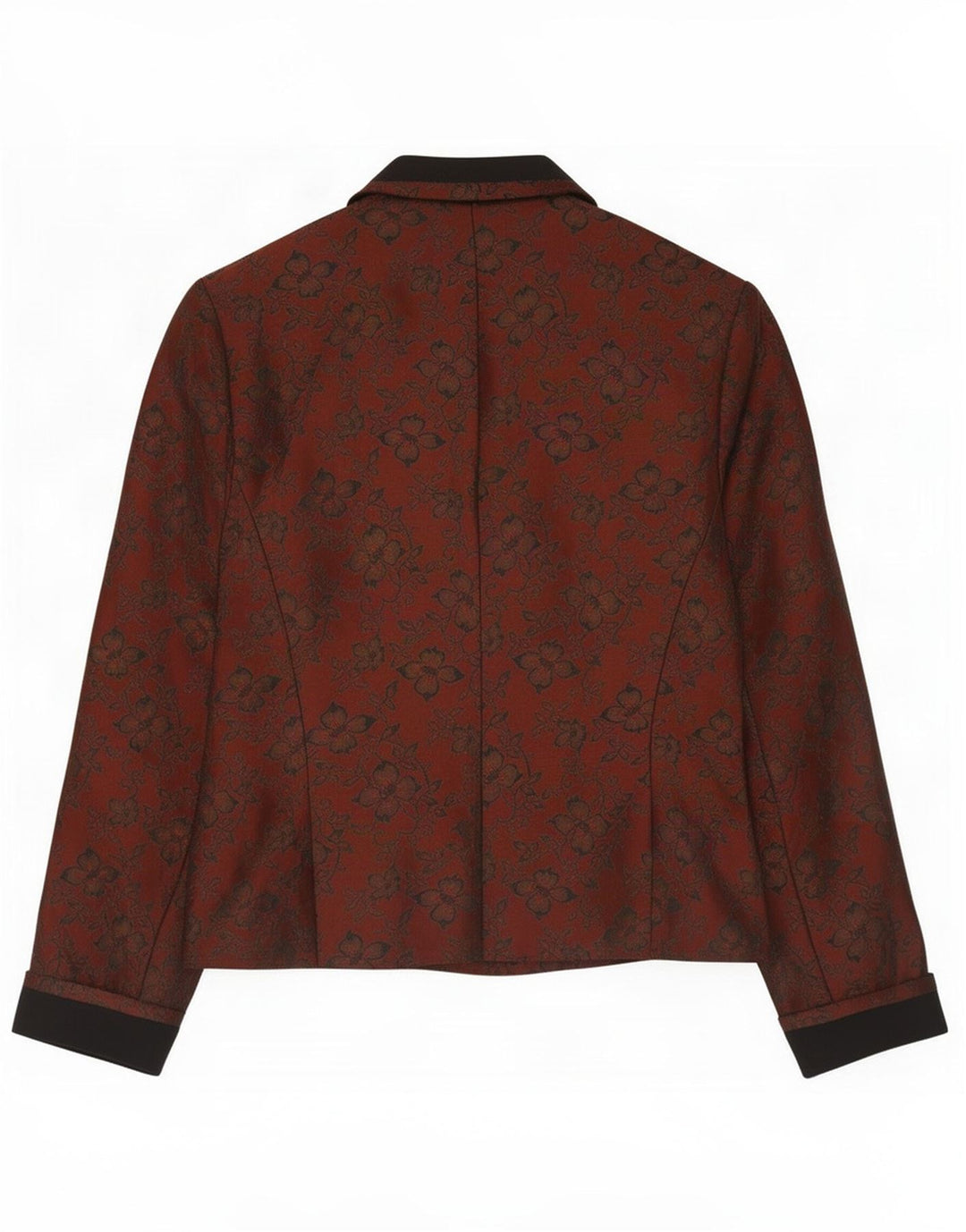 Giacca blazer vintage da donna a 5 bottoni UK 10 piccola lana floreale marrone