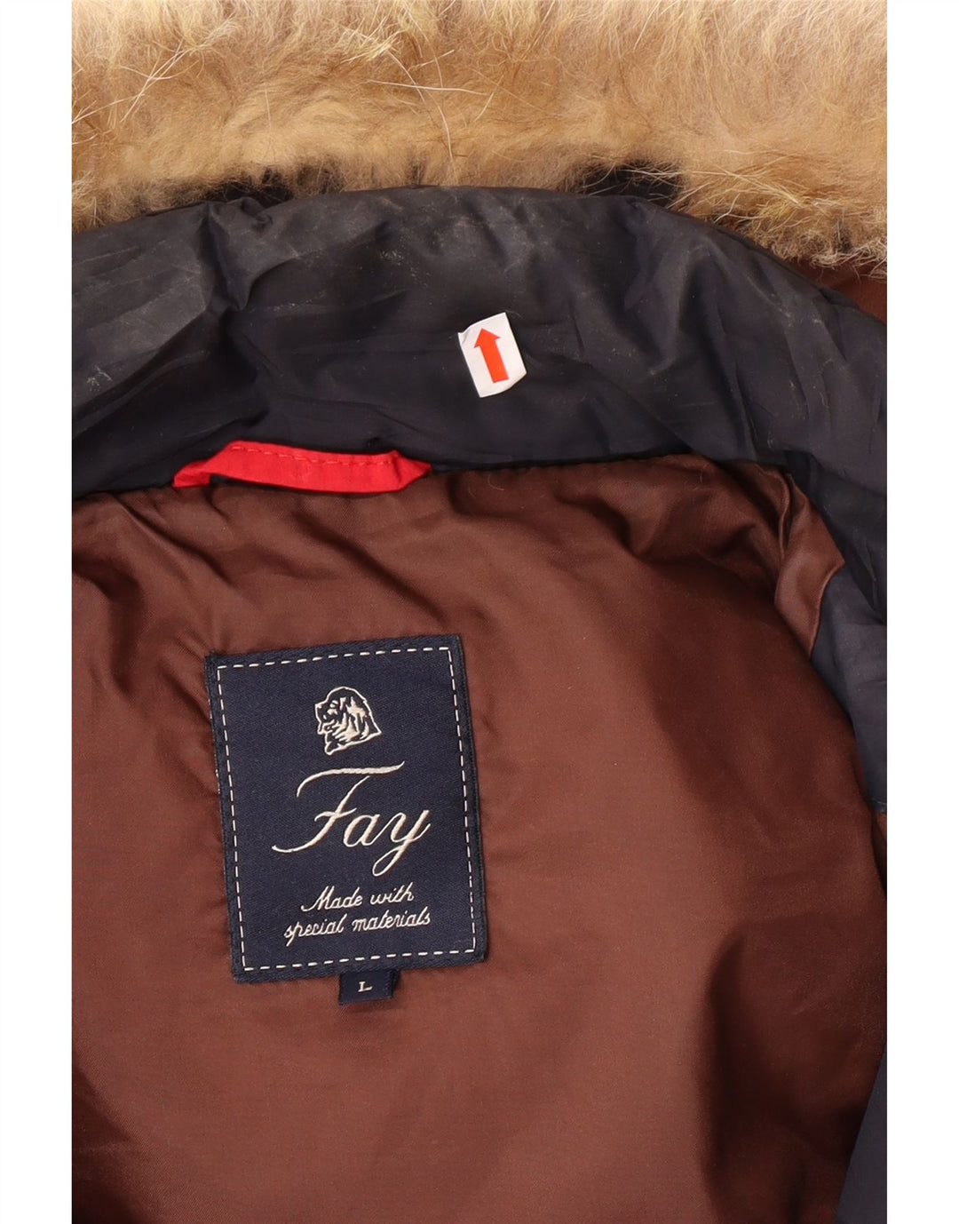 Giacca imbottita con cappuccio da uomo FAY UK 40 Large in poliestere blu navy