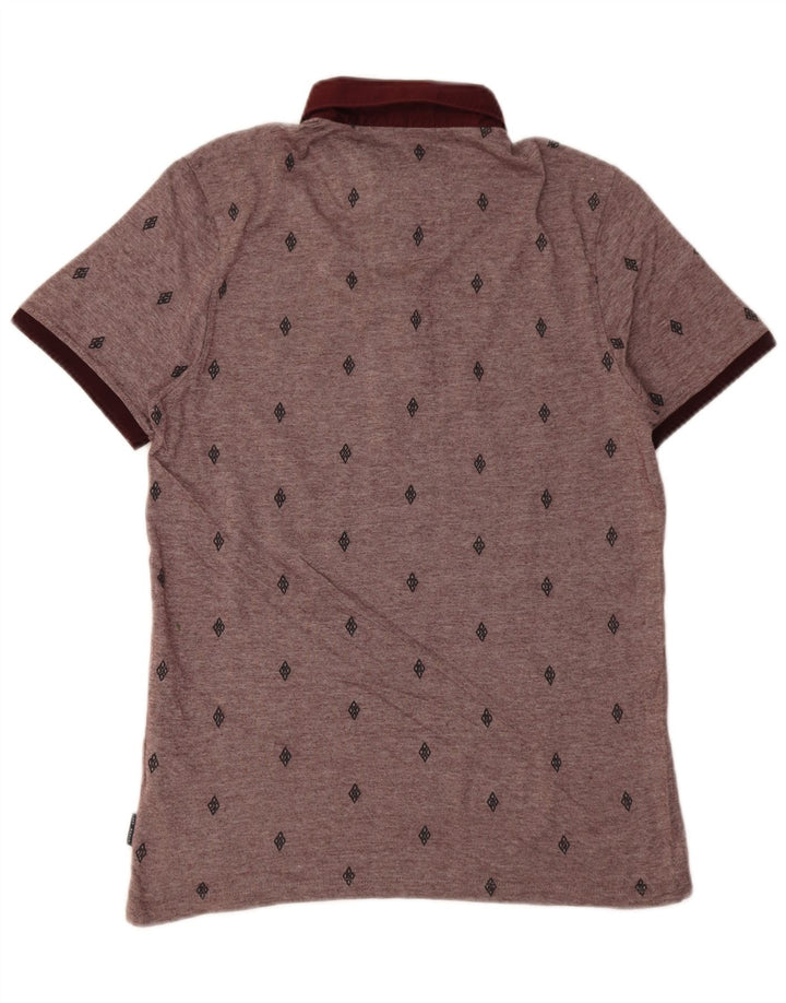 Polo da uomo Ted Baker taglia 3 cotone maculato medio bordeaux