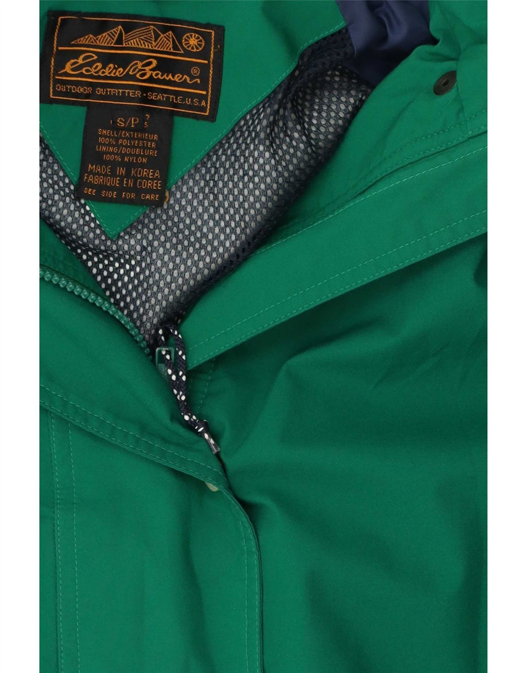 Giacca antipioggia da uomo con cappuccio Eddie Bauer UK 36 Small Verde Poliestere