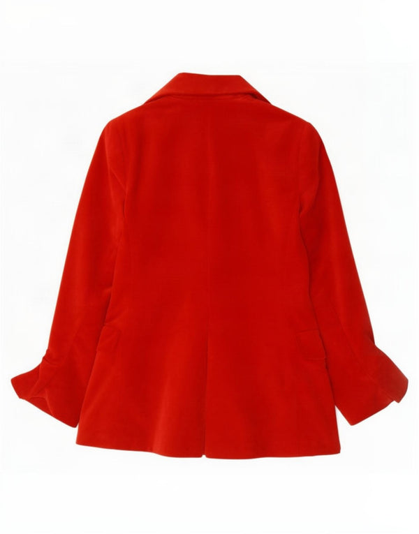 Giacca blazer in velluto con zip intera da donna vintage UK 10 piccola rossa