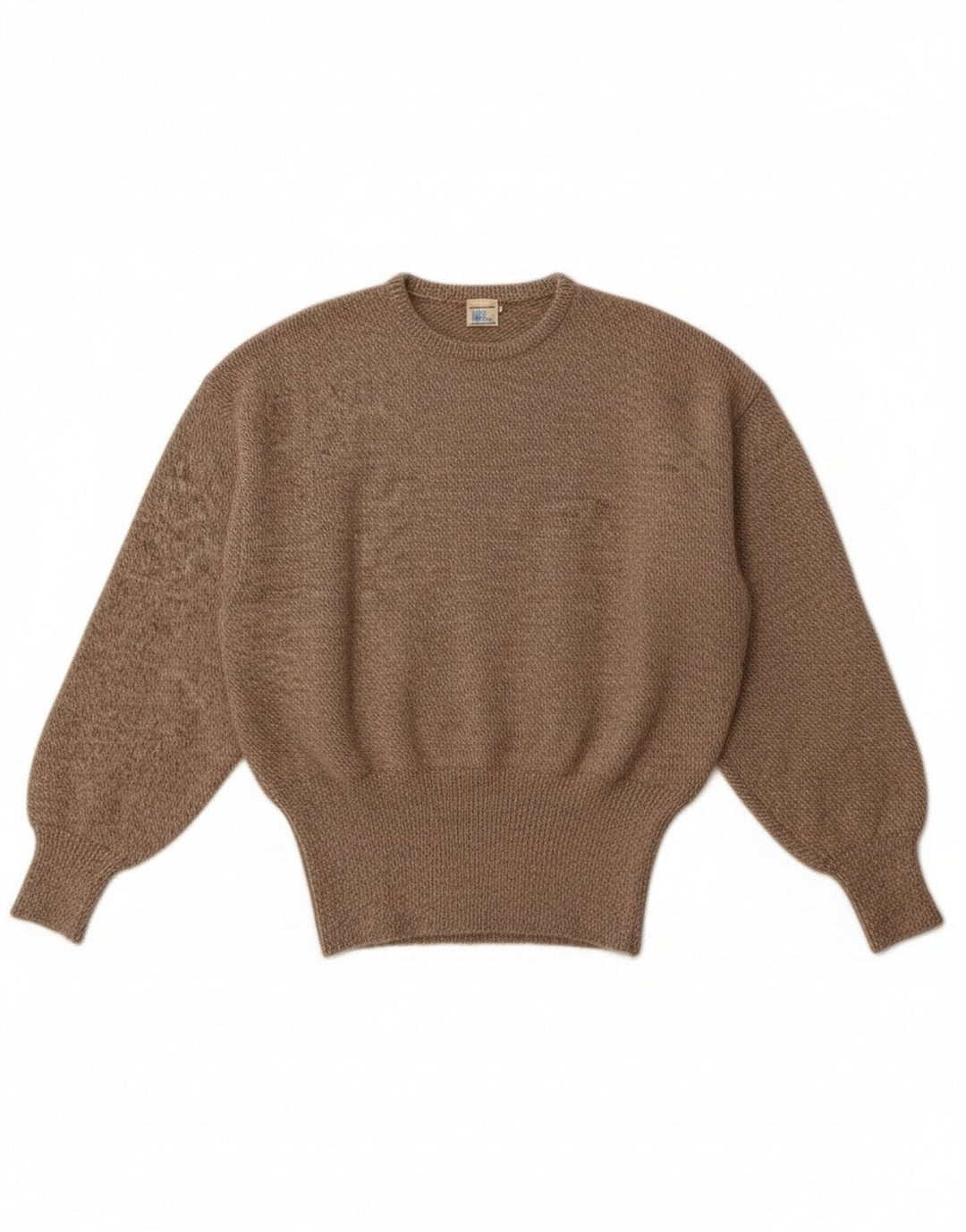 Maglione maglione girocollo da donna vintage UK 14 lana marrone medio