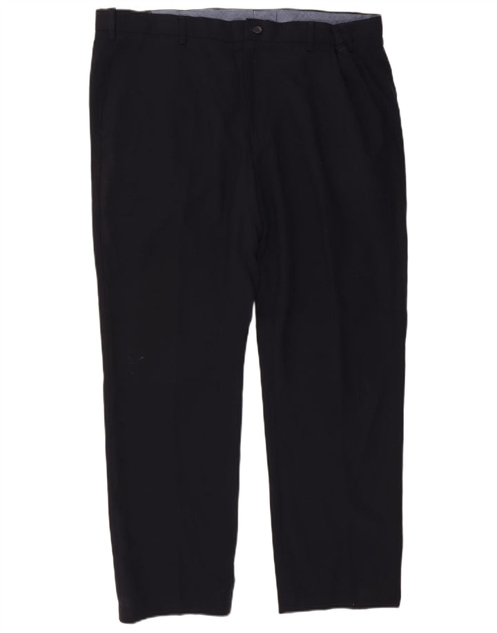 Pantaloni chino dritti da uomo Marks & Spencer W42 L29 poliestere blu navy