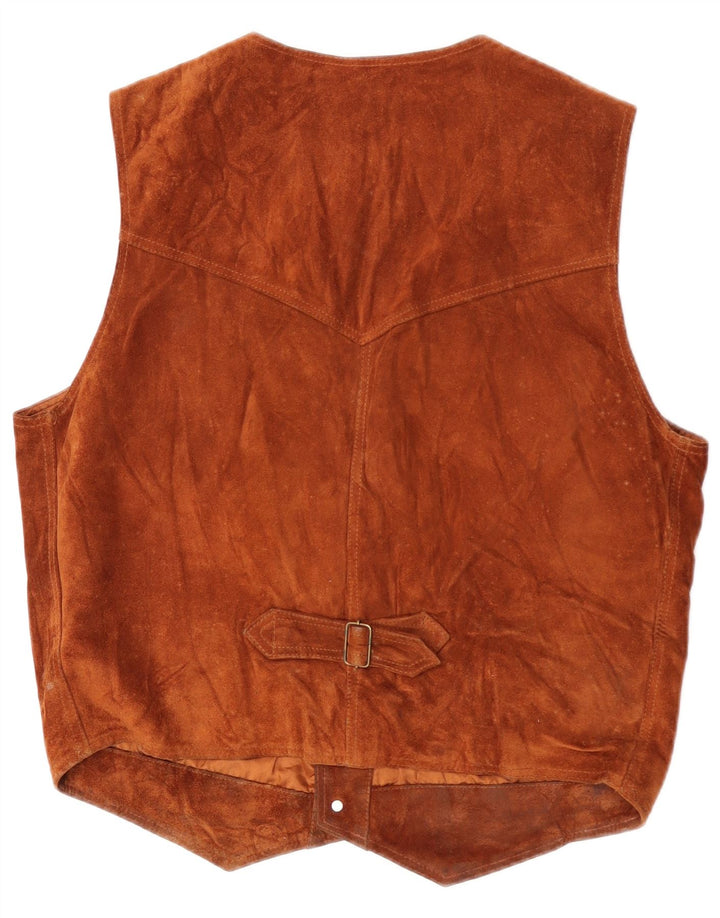 Gilet vintage da uomo in pelle scamosciata XL marrone