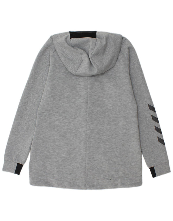 HUMMEL Mens Graphic Zip Hoodie Sweater XS Grey Polyester