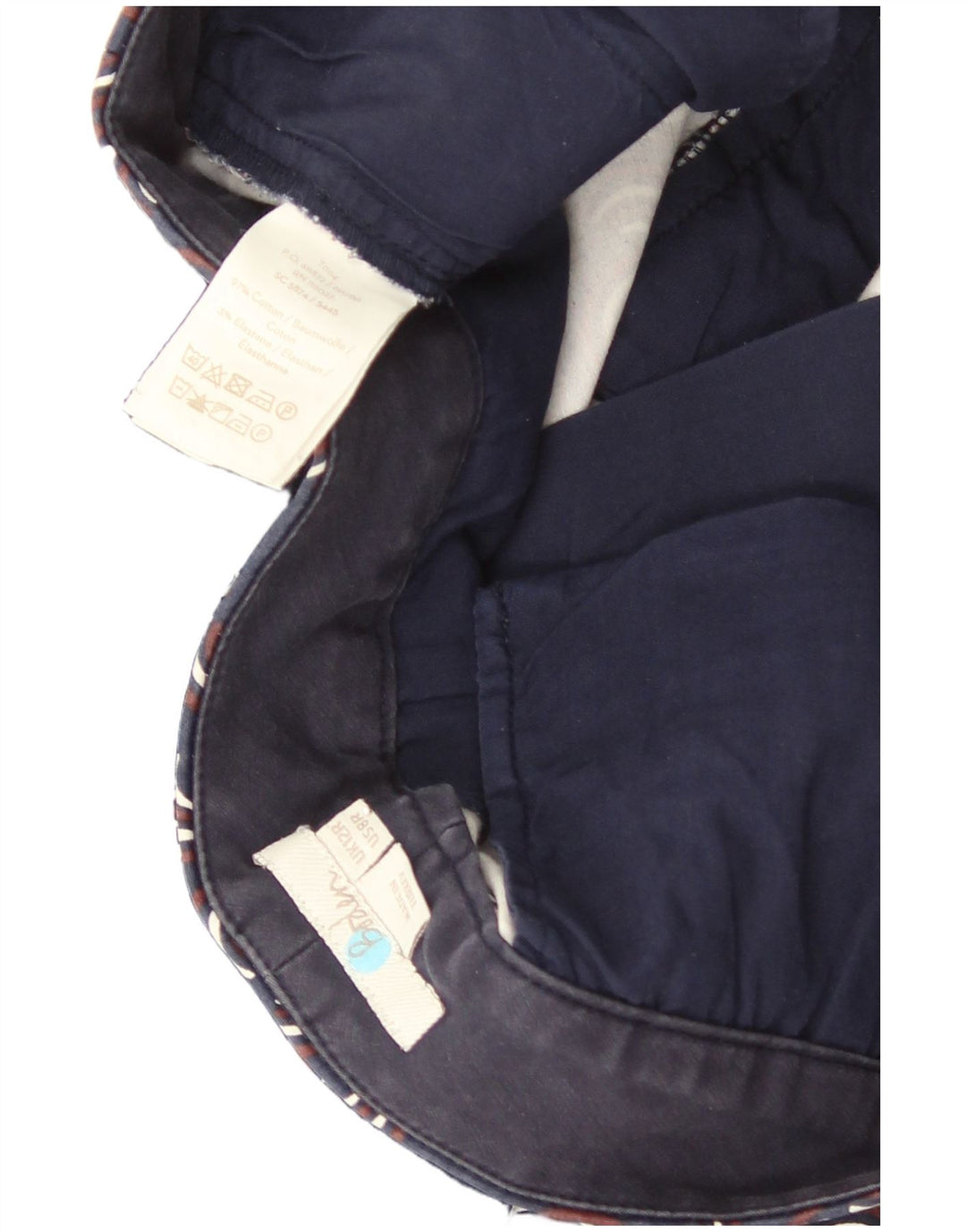 Pantaloni chino da donna con motivo astratto Boden UK 12 medio W30 L27 blu navy