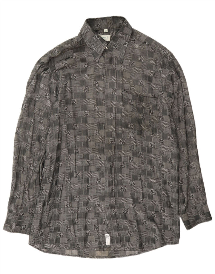 Camicia da uomo Canda taglia 39/40 15 1/2 grigio medio geometrico