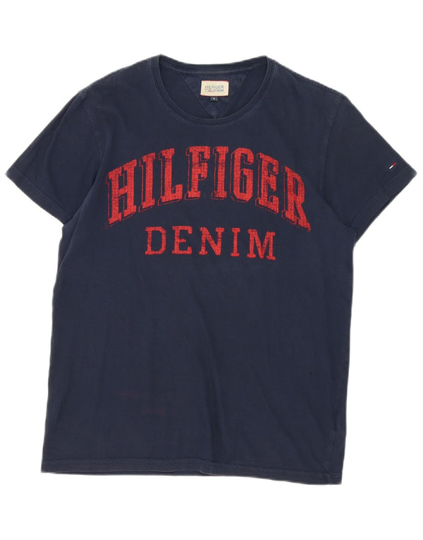 T-shirt grafica da uomo Tommy Hilfiger Top in cotone blu navy medio