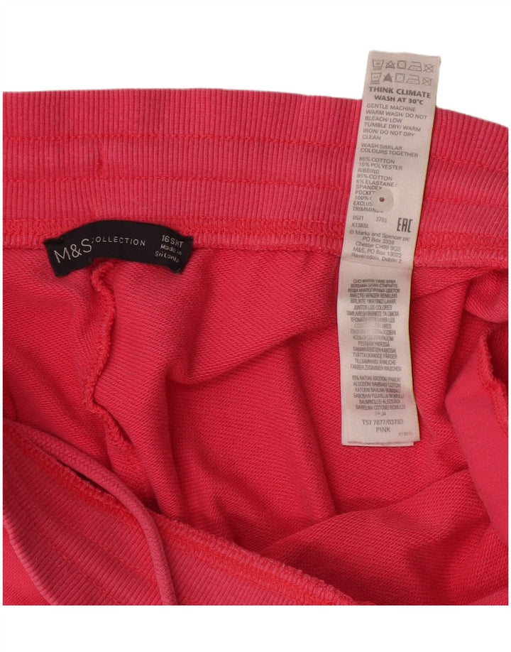 MARKS & SPENCER Pantaloni da tuta da donna Joggers UK 16 Large Rosa Cotone