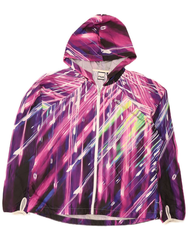 Giacca antipioggia con cappuccio da donna Fila UK 16 Grande poliestere a righe multicolore