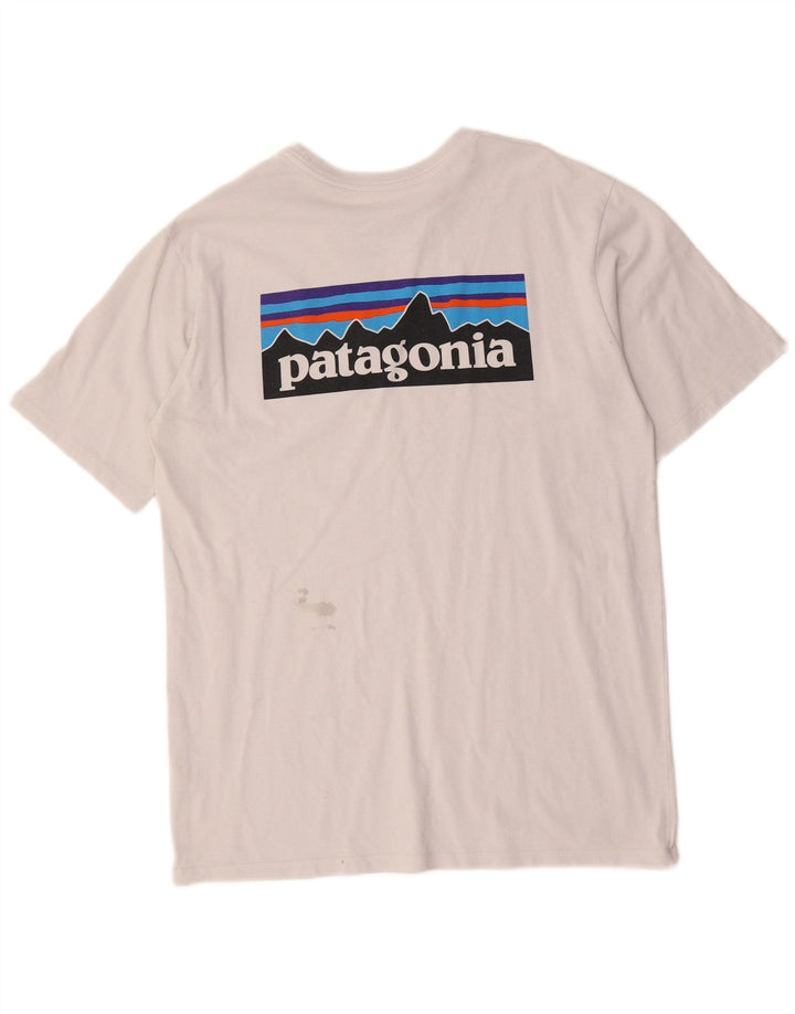Patagonia T-shirt grafica da uomo con vestibilità regolare e top in cotone bianco medio