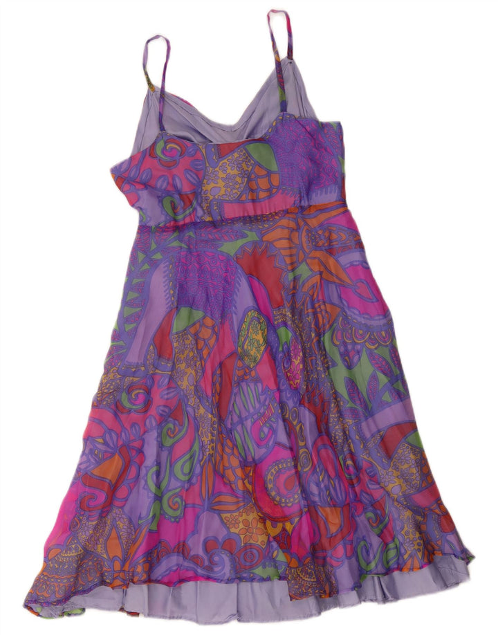 Abito a trapezio vintage da donna UK 8 Piccolo Paisley multicolore