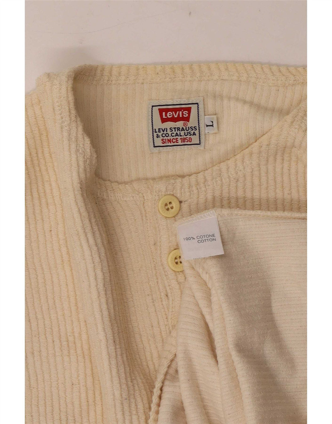 Levi's Uomo Top Manica Lunga Grande Cotone Beige