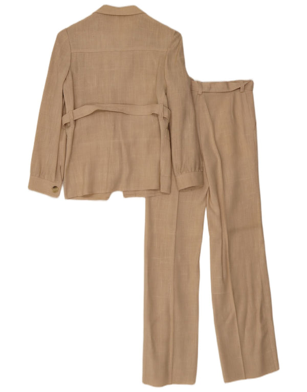 Abito vintage da donna a 4 bottoni e 2 pezzi IT 36 XS W26 L30 Beige Viscosa