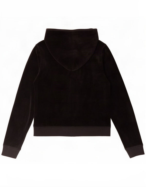 Juicy Couture Maglione da donna con cappuccio e zip in velluto UK 14 Large Nero Cotone