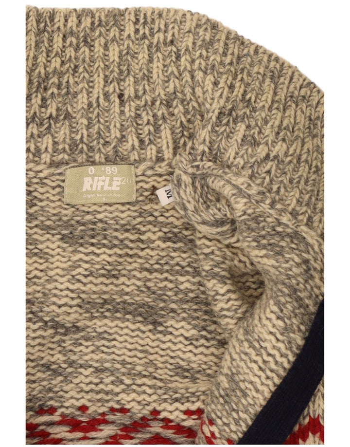 Maglione cardigan da uomo Rifle, grigio medio, Fair Isle
