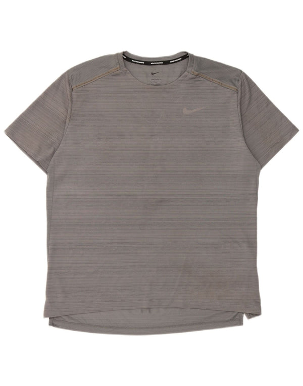 T-shirt Nike Dri Fit da uomo, grande, in poliestere gessato grigio