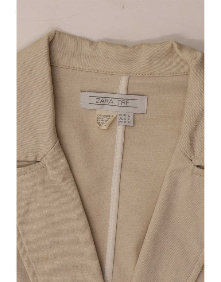 Giacca blazer a 2 bottoni da donna Zara UK 14 grande cotone beige