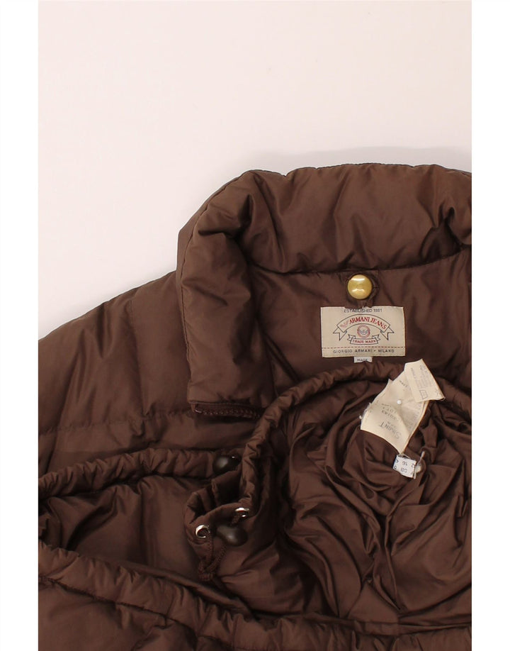 ARMANI JEANS Womens Oversized Padded Jacket UK 16 Large Brown Polyamide Vintage Armani Jeans and Second-Hand Armani Jeans from Messina Hembry 