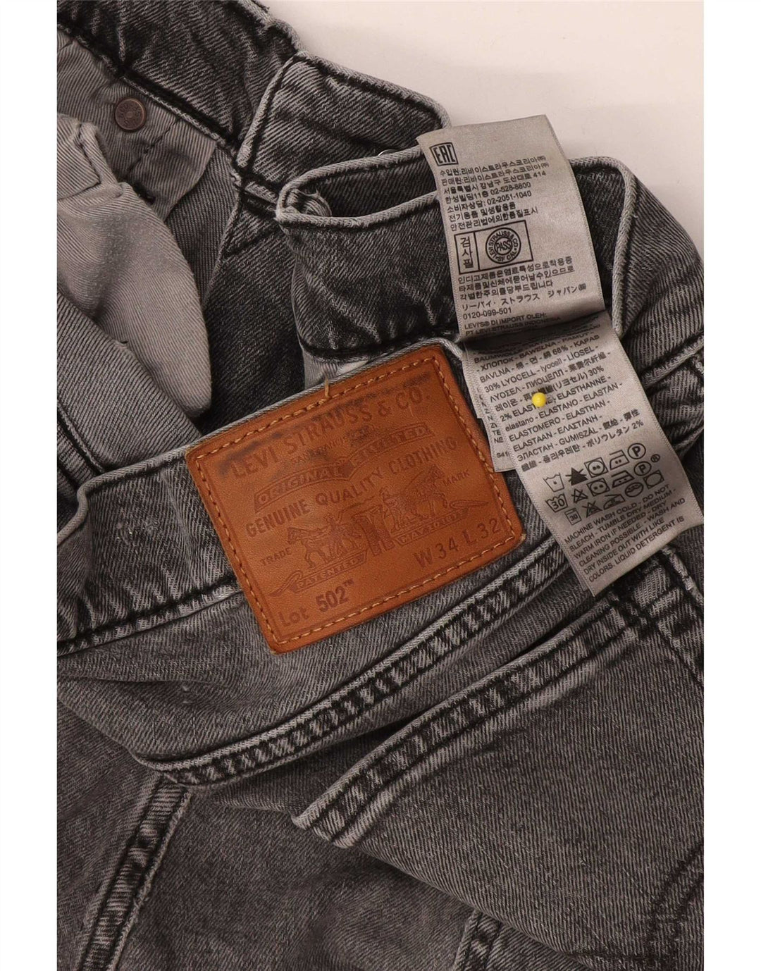Levi's Uomo 502 Jeans affusolati W34 L32 Cotone grigio