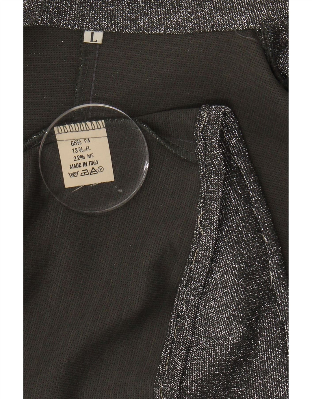 VINTAGE Womens Crop Shirt Blouse UK 14 Large Grey Polyamide Vintage Vintage and Second-Hand Vintage from Messina Hembry 