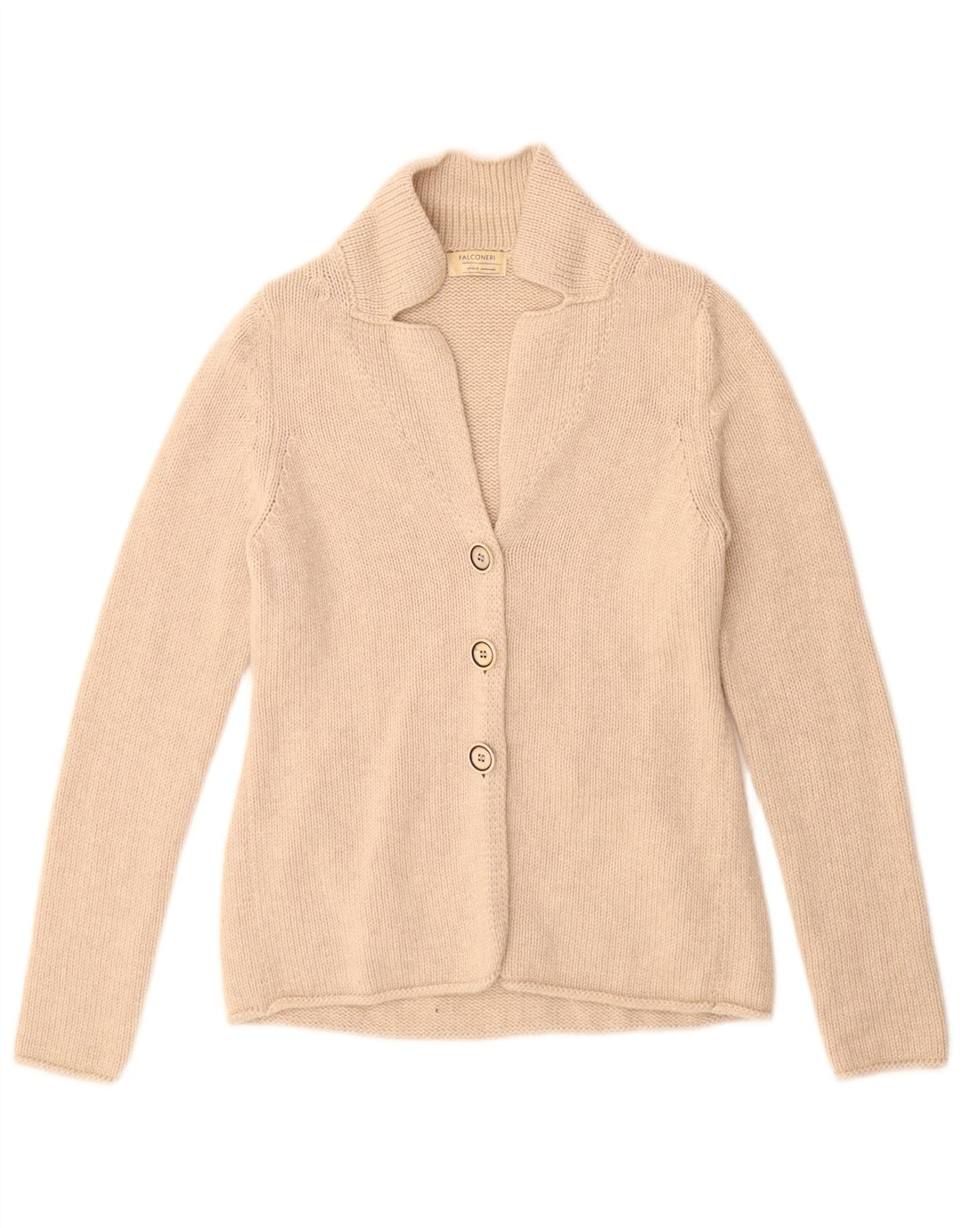 Maglione Cardigan Donna Falconeri UK 10 Piccolo Beige Lana