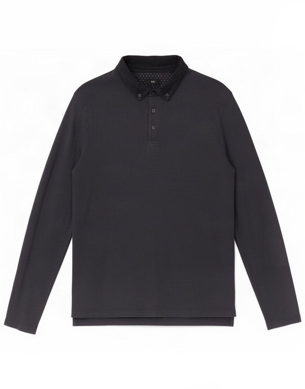 Polo da uomo a maniche lunghe M&Co media cotone blu navy